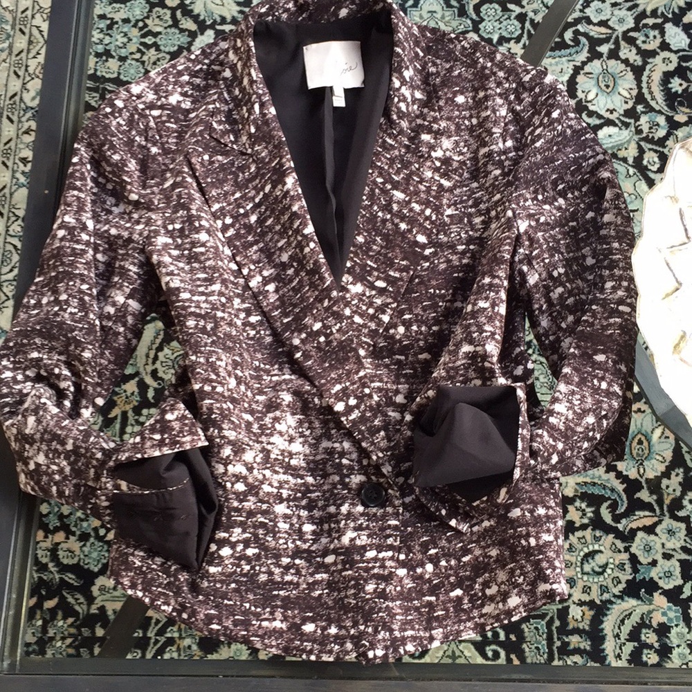 Joie Barberry silk blazer Caviar Crop Jacket